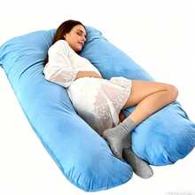Skin-Friendly Soft U-Shaped Pillow, Home Side Sleeper Spine Support Deep Sleep Pillow - Light Blue - View 2