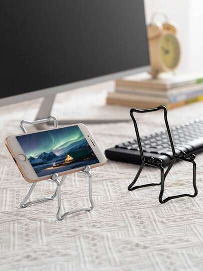 Soporte metálico plano multifuncional, soporte de metal minimalista para escritorio para tableta, teléfono, marco de fotos, soporte estable y antideslizante