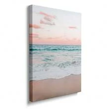 1/2pcs Framed/Unframed Summer Tropical Seascape Sunset Canvas Poster, Palm Tree, Ocean Wave, Beach House Wall Art Print, Modern Home Decor For Apartment, Living Room, Bedroom - A - View 2