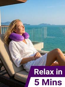 Almohada de viaje inflable, cojín de cuello suave y ajustable en forma de U para avión, coche, sillón reclinable, Mundial, viaje, descanso, adecuado para mujeres, familia, hombres, regalo, vacaciones, camping, oficina, artículos esenciales de viaje en avión, útiles escolares - Multicolor - Ver 4