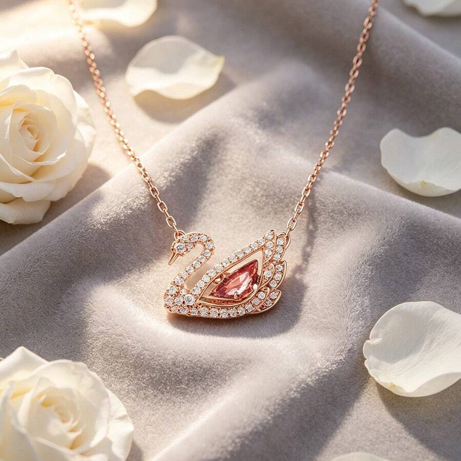 Swarovski 施华洛世奇 SWAN 125 周年纪念版红色闪光天鹅吊坠项链,母亲节、圣诞节、女友、生日礼物,女士时尚项链 - 紅色 - 查看 1