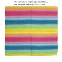 1pc Rainbow Gradient Striped Plaid Magnetic Clasp Scarf, Colorful Contrast Patchwork Design Printed Scarf, Easy Wear Infinity Scarf With Magnetic Closure, Lightweight Soft Silky Breathable Neckerchief, Gift For Women - Multicolor - View 9