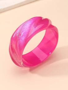 NAIZHU 1/6pcs Fashionable Children's Exaggerated Asymmetrical Geometric Resin Bracelets, Suitable For Daily Wear And Party Accessories - Hot Pink - View 15