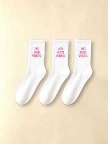 1/3/5/6 Pairs Women Letter & Flower Mid-Calf Socks, New Spring/Autumn High Elasticity Casual Tube Socks, Comfortable Soft Student Socks, Street Style Ladies Socks - Multicolor - View 17