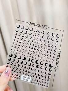 1pc Cool Black Moon Face Sticker, Self-Adhesive Waterproof Long-Lasting, Party Subculture Makeup Decor Sticker, Dark Gothic Crescent Moon Face Decoration Sticker, Suitable For Gothic Halloween Makeup - Multicolor - View 5