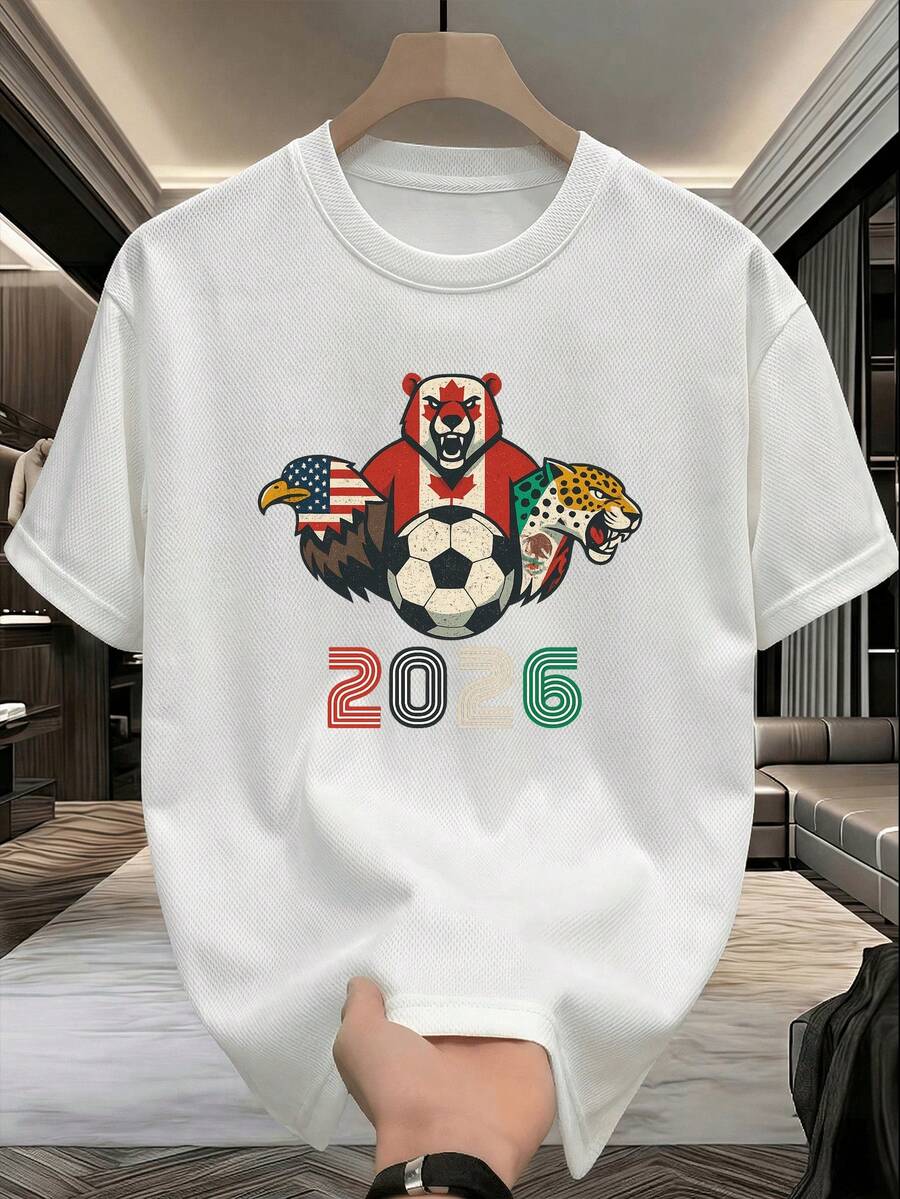 Mexico National Team 2026 Fan T-Shirt, Made Of Pure Cotton, Lightweight, Unisex For Teenagers And Adults, With A Urban Print, Suitable For Watching Games And Traveling. - 白色 - 查看 1