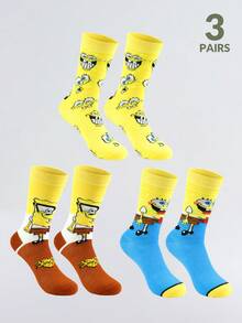SpongeBob SquarePants 7 Đôi/3 Đôi/1 Đôi Tất Nữ Cao Đến Bắp Chân, Dùng Cho Mọi Mùa, In Hoạt Hình Vui Nhộn & Độc Đáo, Biểu Cảm Thời Trang & Kỳ Quặc, Phân Loại Ngẫu Nhiên, Phù Hợp Cho Ở Nhà, Nghỉ Lễ, Thể Thao Và Mặc Hàng Ngày - Nhiều màu - Xem 9
