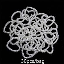 30pcs/Pack ABS Faux Pearl Hollow Ring Loose Beads, Heart Star Round Phone Case Decoration Nail Art Beads, Suitable For Beaded Pen Earrings Bracelet Necklace Phone Chain DIY 3D Floral Garland Beads - White - View 9