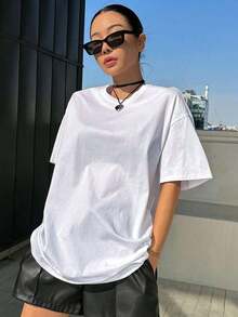 Oversized T-Shirt With Graphic Slogan Patch, Dropped Shoulders That Reads: "CAPTURE THE SIGN OF THE DAY, 100% Happiness ENERGY, FULL OF ENERGY EVERY DAY, Always Maintain A Positive Attitude, Life Is Full Of Uncertainty And Surprises" - 彩色 - 查看 5