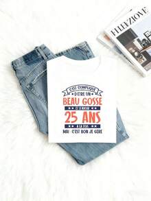 It's Complicated To Be Beautiful And 25 Years Old - T-Shirt | Women's Graphic Print T-Shirts, Casual Loose Fit, Slightly Stretchy Fabric, For All Seasons Women's Blouses > Clothing - 白色 - 查看 5