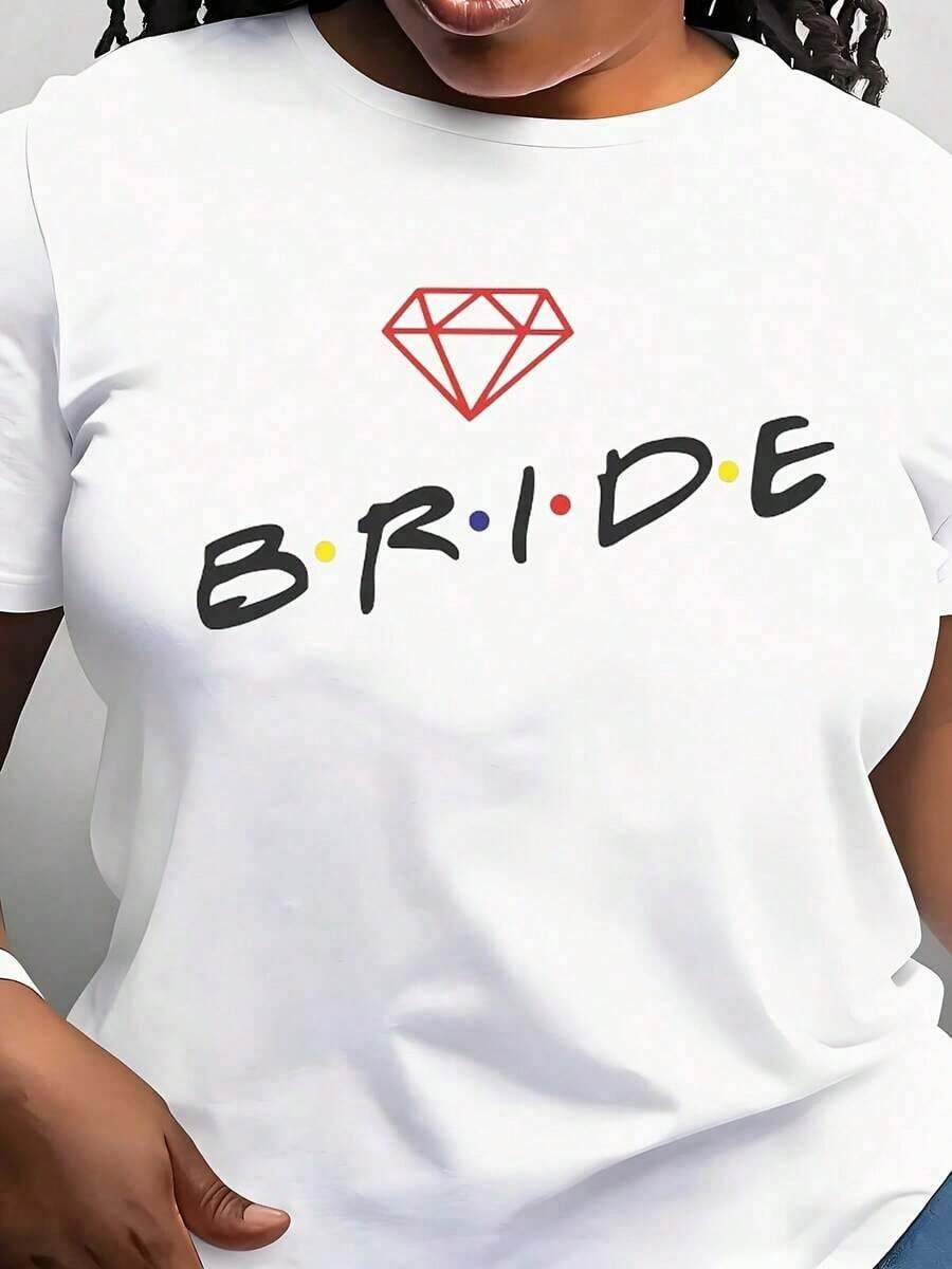 Women's Modern Minimalist Diamond T-Shirt, Casual Short Sleeve T-Shirt For Daily Outdoor Wear, Suitable For Any Occasion, Perfect As A Birthday Gift, Daily Wear In All Seasons - 白色 - 查看 1