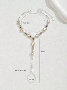 1pc Rhinestone Barefoot Sandal Foot Chain, Crystal Water Drop Connected Toe Anklet, Copper Material Foot Jewelry, Suitable For Bride Wedding, Beach Party - Champagne - View 2