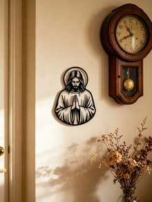 1pc Jesus Praying Metal Wall Art - Black Religious Decor With Floral Accents, Suitable For Church, Home, Chapel, Indoor/Outdoor Christian Family Decoration, Easter Gift, Metal Wall Art Decor - Black - View 12