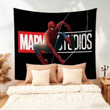 1pc Spider-Man Happy Birthday Backdrop Marvel Superhero Boy Party Decoration Cartoon Photography Background Indoor Holiday Gathering Scene Layout Cake Table Wall Tapestry Anime Fan Birthday Party Props Wall Hanging Decor - 多色 - 查看 3
