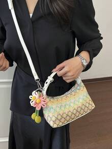 Túi dệt cỡ lớn phong cách retro thời trang, túi đeo vai chéo bằng rơm cho kỳ nghỉ biển. - Nhiều màu - Xem 4