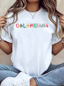 Unisex Cotton T-Shirt With Great Columbias Print, Soft And Breathable, Comfortable And Fitted Crew Neck, 220g - White - View 1
