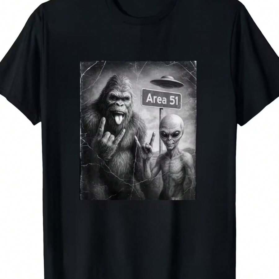 Printed T-Shirt For Men And Women - Black - View 1
