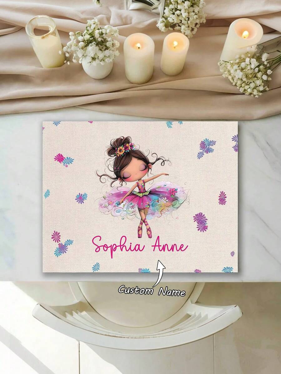1pc Customizable Photo Linen-Like Placemat, Photo Printed Heat-Resistant Mat, Family Commemorative Dining Table Pad, Suitable For Birthday Parties, Holidays, Non-Slip & Waterproof Placemats, Personalized Commemorative Gift - Multicolor - View 1