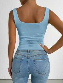 Conjunto de dos piezas de camiseta de tirantes ajustada en verde y blanco, estilo sexy de club, atuendo de festival y carnaval, atuendo de cumpleaños de mujer, atuendo romántico para citas, atuendo de concierto, esencial para fiestas, atuendo diario, atuendo deportivo casual, estilo de vacaciones - Multicolor 6 - Ver 5