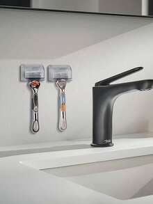4 piezas Soporte de pared para rasuradora de baño | Ganchos autoadhesivos | Puede sostener rasuradora, bola de baño, toalla y cepillo de dientes | Almacenamiento de baño y viaje - A - Ver 4