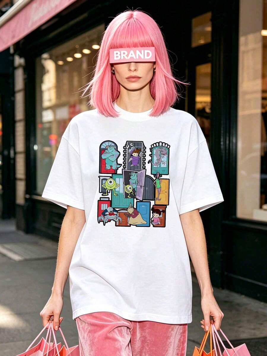 Camiseta de manga corta con cuello redondo suave y casual de verano para mujer, tops para salir, algodón, vintage, estilo callejero europeo y americano, casual deportivo, estilo unisex, estilo casual urbano, tops bonitos, Gen Z, curvas, ropa Y2K, camisetas divertidas, tops para damas, conjuntos de vacaciones para mujer, top lindo, camiseta gráfica, conjuntos de primavera, camisetas holgadas, ropa de calle retro, estilo de los 90, estilo de los 2000, subcultura, top negro, tops blancos, atuendo de fiesta de los 90. Blanco - Blanco - Ver 1