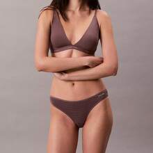 Calvin Klein Ideal Cotton Bikini QD5126 Underwear  Women  Panties - Erin Stripe Botanical Brown - Xem 2