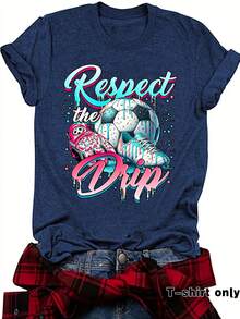 Camisetas casuales de manga corta para mujer, estilo europeo y americano, camisetas de verano de cuello redondo para la Copa Mundial de México y Canadá, en stock para comercio exterior. - azul real - Ver 12