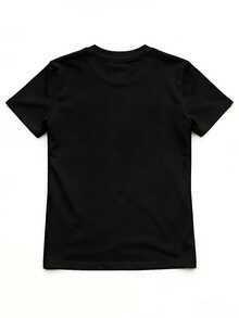 Top de manga corta y cuello redondo para mujer, nueva colección 2026, con un moderno diseño geométrico de rayas diagonales en blanco y negro. 100% algodón puro, estilo vintage, suave y cómodo, holgado y fácil de usar. - Negro - Ver 2