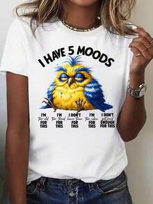 Suave Camiseta de Manga Corta con Cuello Redondo para Mujer, Estampado de Letras de Anime, Casual, Elegante, Imprescindible para Uso Diario y Fiestas, Envío Local, blusa casual mujer, blusas para mujer, playeras de mujer algodón - Blanco - Ver 6