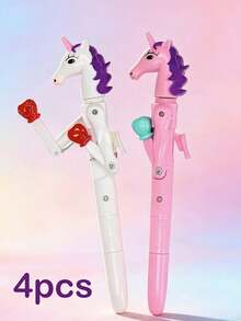 Bộ 2/4/6 bút bi hình đấm bốc Kawaii, bút bi tương tác độc đáo dành cho trẻ em, đồ dùng văn phòng phẩm không thể thiếu cho mùa tựu trường, màu đen và đỏ. - Chuồng đấm bốc Unicorn - Xem 9