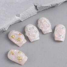 Gold Luxury Star/Heart Shaped Metal Decorations, Alloy Mini Pentagram & Heart Shaped Metal Studs Suitable For Metal Nail, Punk Style Party Manicure Supplies For Women - Multicolor - View 5