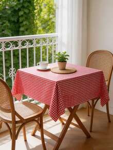 MineLain 1pc Minimalist Red Plaid Tablecloth, Rectangular Tablecloth, Coffee Table, Cabinet, Small Square Table, Bedside Table Cover, Home Decor, Room Decor, Suitable For Gathering, Dinner, Party, Holiday, Celebration, Outdoor, Garden, Picnic, Camping Decoration, All Season Use, Spring Summer Decor, Autumn Decor - Red - View 8