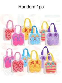 10pcs Hawaiian Beach Tote Bags - Non-Woven Fabric Summer Party Gift Bags With Handles, Tropical Style Flip-Flops And Starfish Pattern, Suitable For Birthday Parties, Pool Party Decor, Vibrant Colors, Pool Gift Bags | Theme Party Bags | Sturdy Handles, Beach Accessories, 1/5/10pcs - A - View 11