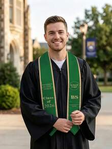 Custom Printed Graduation Sash With School Logo & Personalized Text, Class Of 2026 Graduation With University, Degree & Major, Multi-Color Graduation Shawl For Graduation Day - Multicolor - View 6