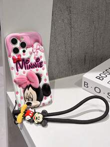 This Disney Mickey Mouse Lanyard Phone Case Is Fully Covered In TPU Material. It's Shockproof, Lightweight, And Compatible With IPhone17/16/11/13/15/15 Plus/15 Pro/15 Pro Max/12/14 Pro Max/11 Pro Max/12 Pro/12 Pro Max/13. This Phone Case Makes A Popular Birthday Gift Or Business Gift; It's Durable, Stain- And Fingerprint Resistant, And Suitable For Both Men And Women. The Set Also Includes A Mickey Mouse Phone Case And A Mickey Mouse Plush Bracelet. It's A Perfect Gift For Friends And Family. This Stylish Phone Case Is Fun, Lightweight, And Durable. IPhone17 Pro Max Phone Case, Minnie Mouse Phone Case. - 白色 - 查看 4