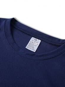 Estilo Urbano de Moda| Camiseta de Manga Corta con Estampado AB CUB, Corte Regular, Cuello Redondo, Tejido Elástico, Versátil para el Día a Día y Uso Casual, Crea Fácilmente un Estilo Urbano.El Cuello Redondo es Ideal para el Gimnasio, Correr, Ciclismo y Ropa Casual de Verano - Ropa Deportiva - Color azul marino - Ver 3