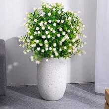 1/3pcs 18-Inch Artificial Ground Stake Flowers, Artificial Camellia And Eucalyptus Leaves With Ground Stakes (Random Colors), UV Resistant Non-Fading Garden Decor, Suitable For Outdoor Patio, Yard, Lawn, Pathway, Porch, Backyard, Cemetery Decoration, Indoor Balcony, Home, Wedding Party Arrangement - Multicolor - View 6