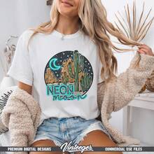 Neon Moon | Sublimation Design | Instant Download | Southern Sublimation PNG | Country Style Shirt Design | Retro Sublimation PNG | Desert PNG - 白色 - 查看 1