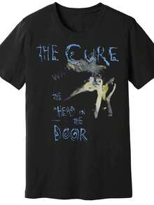 The Cure The Head On The Door Vintage 80s Band Tee - Men'S Retro Graphic T-Shirt With Door Design, Heavyweight Cotton Crewneck Shirt For Concerts, Casual Attire - Machine Washable Music Merchandise For The Cure Fans, Concert Outfit, Artistic Print, Durable Fabric, Short Sleeve Top, Adult Clothing - 黑色 - 查看 1