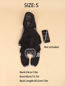 A Lightweight Polyester Dog Raincoat With Reflective Strips, Covering All Four Legs In Solid Black, Waterproof Pet Jacket Raincoat, Suitable For Small Teddy Dogs And Large Dogs To Wear Year-Round In Autumn (Not Suitable For Large Breeds) - Black - View 7