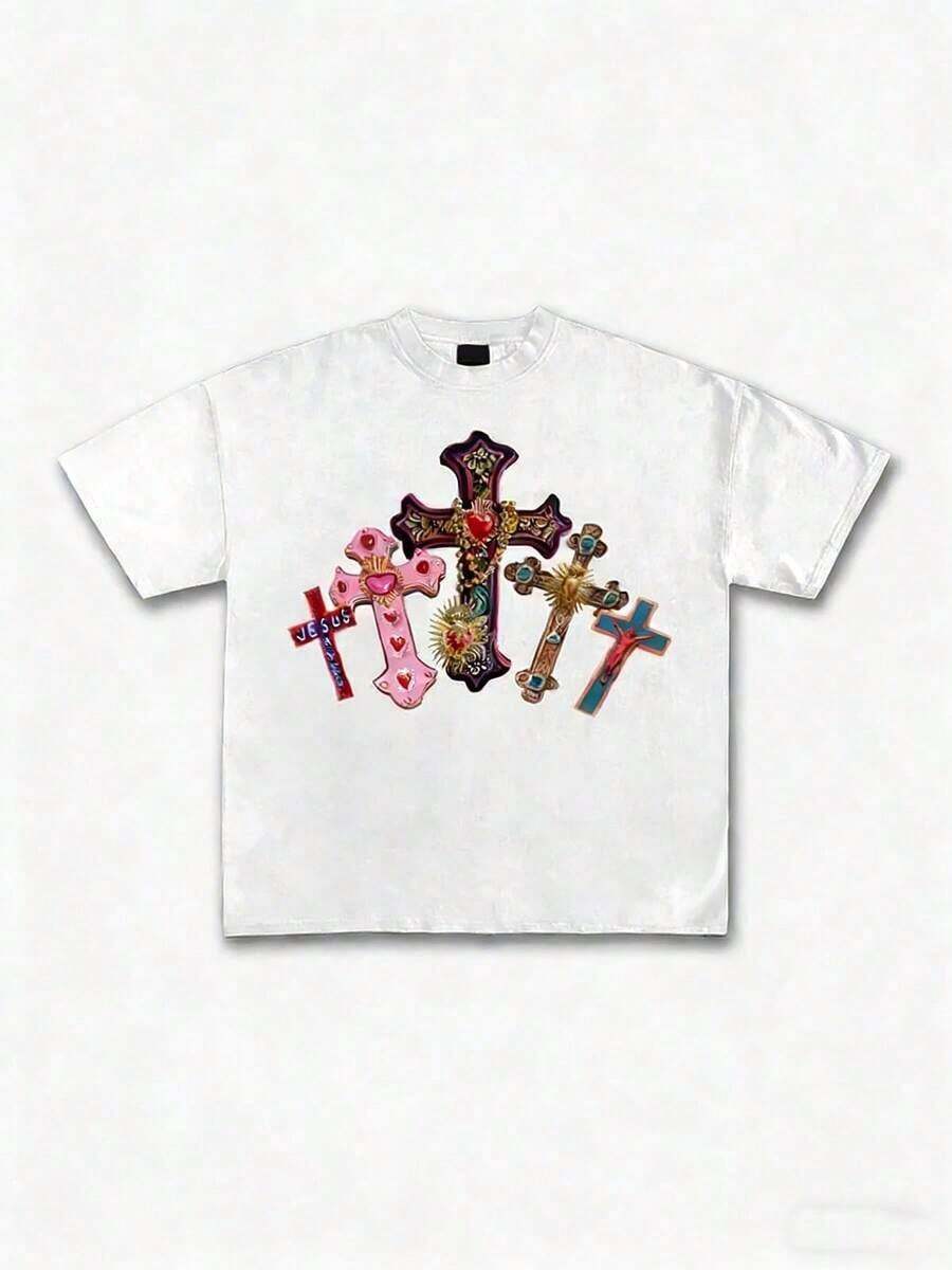 Premium Unisex Casual T-Shirts With "GOD'S ART ON DISPLAY" Print, Customizable Graphic Tees For Men - Men's T-Shirts. Casual And Stylish Short-Sleeved T-Shirts For Summer, Made Of 100% Cotton. The Most Popular Top For Men. - 白色 6 - 查看 1