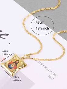 Women Vintage Gold Tone Jesus Image Pendant Necklace Retro Religious Faith Jewelry Women Vintage Gold Tone Jesus Image Pendant Necklace Retro Religious Faith Jewelry Retro Gold Jesus Pendant Necklace Women Religious Jewelry Gift Idea - Yellow Gold - View 6