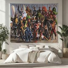1pc Classic M Arvel Superheroes Timeless Collection Tapestry Avengers S Pider-Man Wolverine I Ron Man Group Photo Living Room Bedroom Wall Hanging Decor Boys Room Gaming Room Game Room Scene Layout Anime Fans Gathering Photography Background Dorm Aesthetic Art Wall Hanging Table Backdrop - Nhiều màu - Xem 4