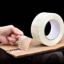 2pcs High Toughness Double-Sided Striped Fiber Tape, Strong & Tear-Resistant Transparent No-Trace Tape For Sealing, Packing, Heavy Duty Fixing, Appliance Repair, Crack Prevention, Multi-Purpose Industrial Tape - A-White - View 6