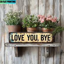 1 pieza Placa metálica minimalista con el estilo "Te amo, adiós" - Arte de pared de hierro con acabado desgastado, adecuado para el hogar, cafetería, porche, decoración del jardín - Duradero, fácil de instalar, uso en interiores/exteriores, idea de regalo única para amigos, decoración de pared interior | Letrero de metal vintage | Arte de pared duradero, decoración de pared de metal - A - Ver 6