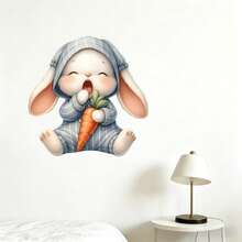 New Cartoon Rabbit PVC Self-Adhesive Wall Decor Sticker, Removable Without Leaving Glue Marks, Suitable For Room, Living Room, Home Decor Background, Wall Beautification Sticker - 1PC - View 2