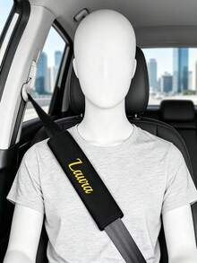 2 Pieces Custom Embroidered Car Seatbelt Shoulder Cushion, Soft And Comfortable, Anti-Friction, Stylish And Minimalist. Suitable For Backpacks And Seatbelts, An Ideal Gift For Friends, Road Trip - Black - View 4
