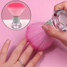 1pc Mushroom Head Pastel Painting Makeup Brush, Soft Bristle Multi-Functional Nail Art Dusting Brush With Rhinestone Handle - Multicolor - View 3