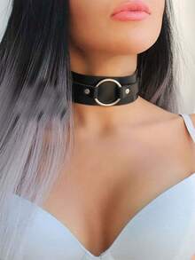 1 chiếc vòng cổ da thời trang nữ kiểu choker, vòng cổ phong cách Punk Rock có dây xích, trang sức cô dâu, trang sức Halloween. - màu đen - Xem 9