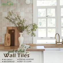 shiny home Peel-And-Stick Splash Guard - 1/5/10 Pieces 10.5 Inches * 10.5 Inches - 3D Self-Adhesive Peel-And-Stick Tile Splash Guard Suitable For Kitchen, Bathroom, And Wall Tiles. Checkerboard Pattern. - Beige - View 11